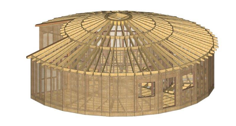 Maison ossature bois style yourte à Poitiers